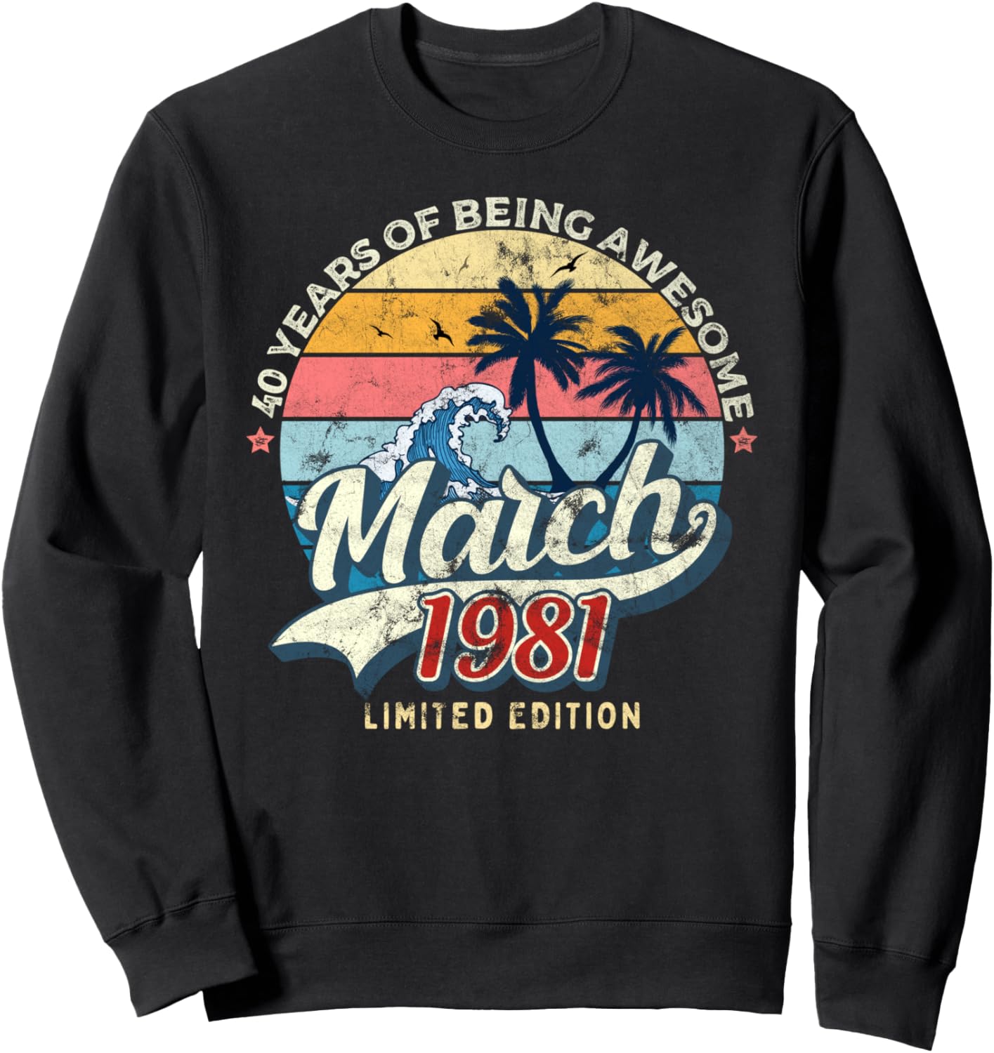 

Подарки на 40-летие: винтажная толстовка 1981 года, лимитированная серия, посвященная 40-летию Forty Year Old Of Being Awesome March Bday Gift, черный