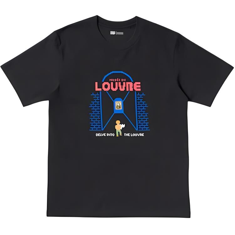 

Футболка с логотипом X Louvre, унисекс, черная Uniqlo, черный
