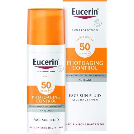 Солнцезащитный флюид для лица с контролем фотостарения Spf 50, раствор 50 мл, Eucerin — фото 2