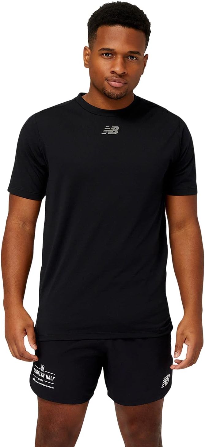 

Футболка New Balance (MT31251) с коротким рукавом Dry, футболка Impact Luminous с коротким рукавом, мужская, черный