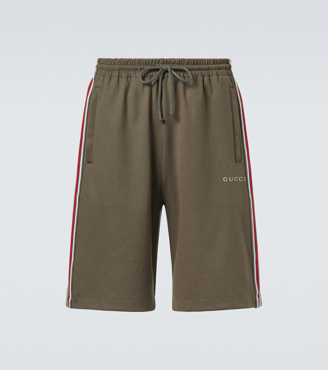 

Шорты из хлопкового пике с вышитым логотипом Gucci, Military Green