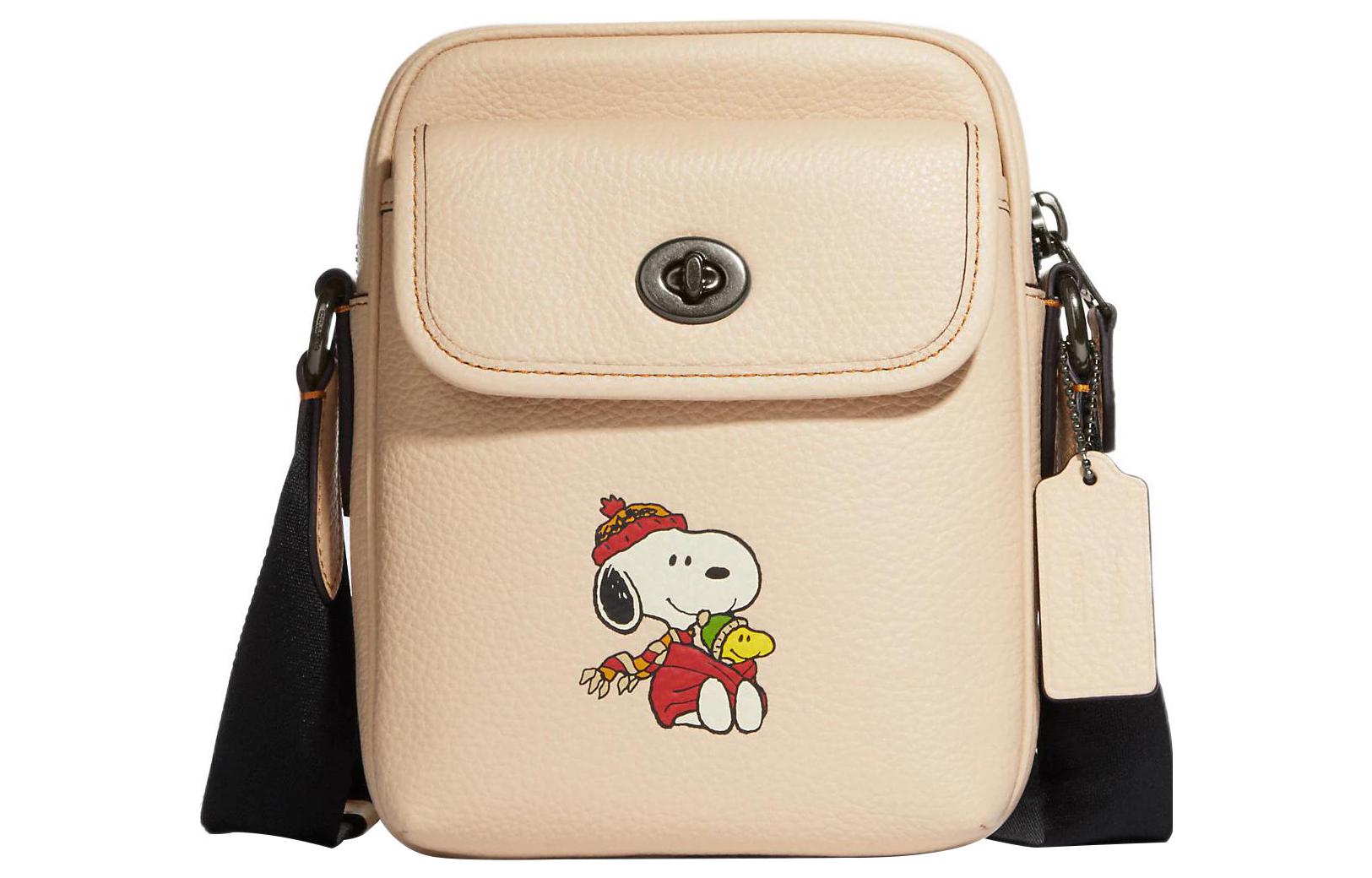 

Сумка через плечо мини Peanuts Snoopy Collaboration Heritage из зерненой кожи, цвет слоновая кость белый COACH