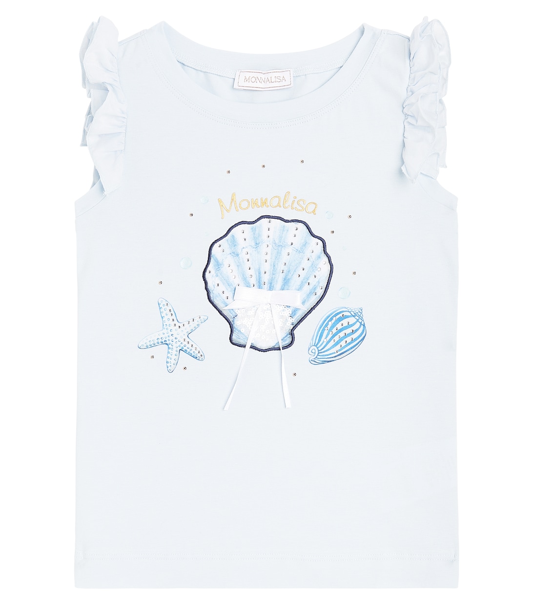 

Топ из хлопкового джерси с принтом и оборками Monnalisa, Celeste
