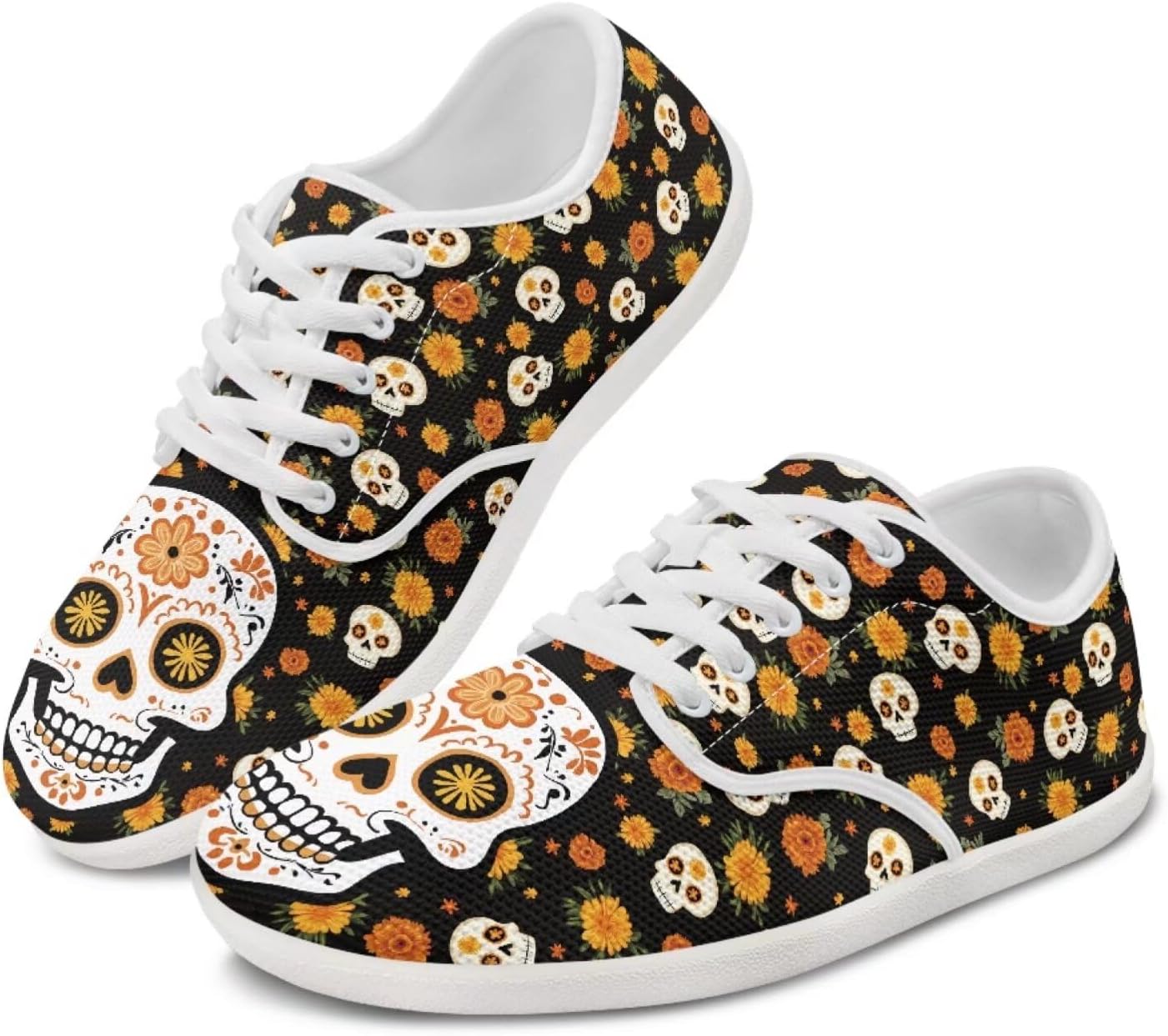 

Женские рабочее кроссовки с черепом широкой ширины теннисные кроссовки для ходьбы на плоских днях рождения спортивные кроссовки Ecaestolph, оранжевый