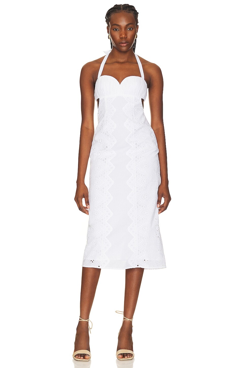 

Платье миди LPA Francesca Eyelet, белый