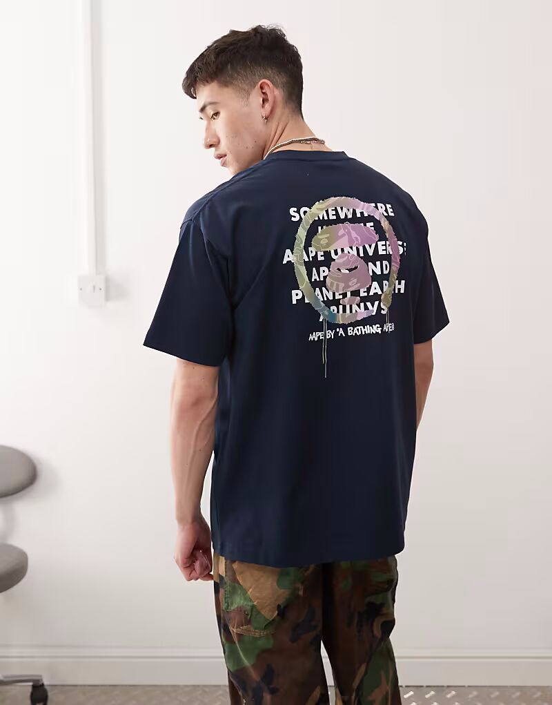 

Футболка Aape by A Bathing Ape с принтом логотипа на спине темно-синего цвета AAPE BY A BATHING APE