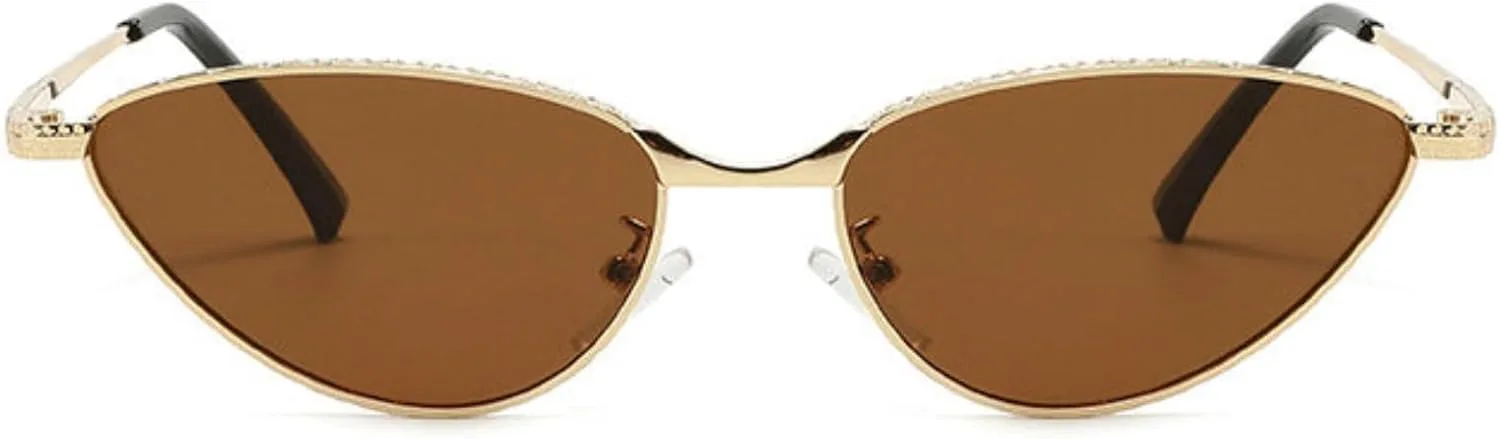 

Солнцезащитные очки Willochra Triangle Cat Eye для женщин, модные солнцезащитные очки в стиле ретро с металлической оправой и защитой от УФ-излучения UV400, C2