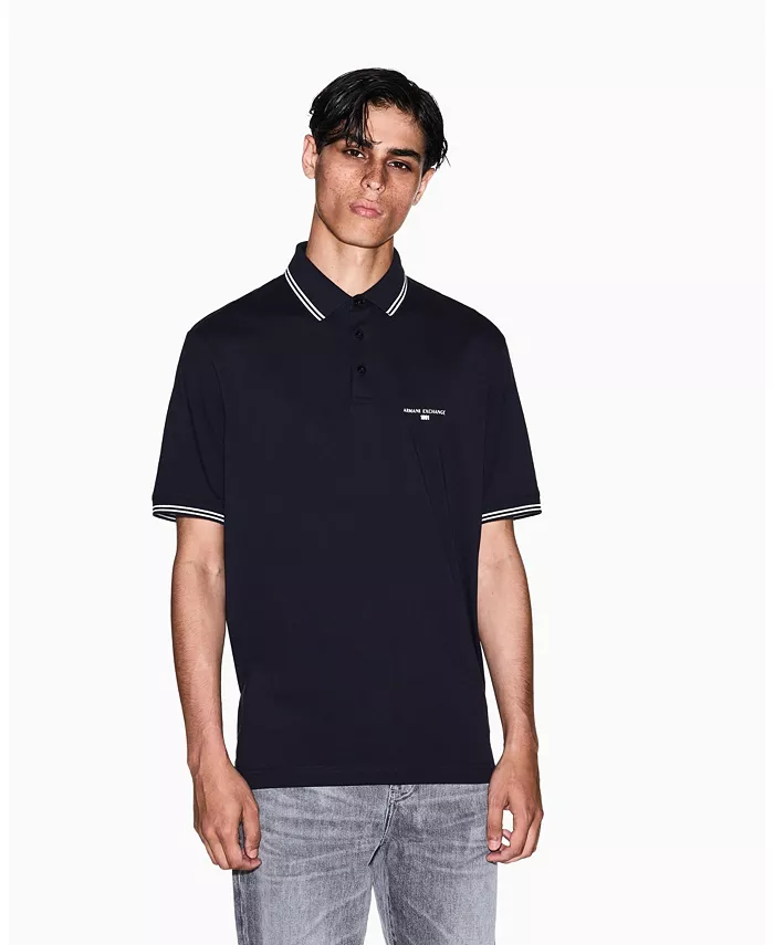 

Мужская поло с джерси воротником и контрастной отделкой A|X Armani Exchange, синий