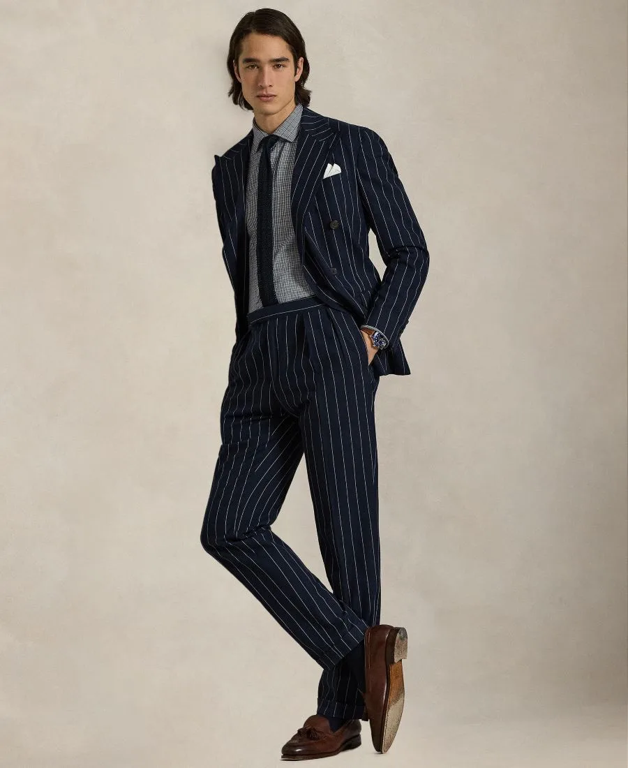 Мужская рубашка с отложным воротником в клетку «Глен Плейд» Polo Ralph Lauren, glen plaid-newport темно-синий/белый — фото 2