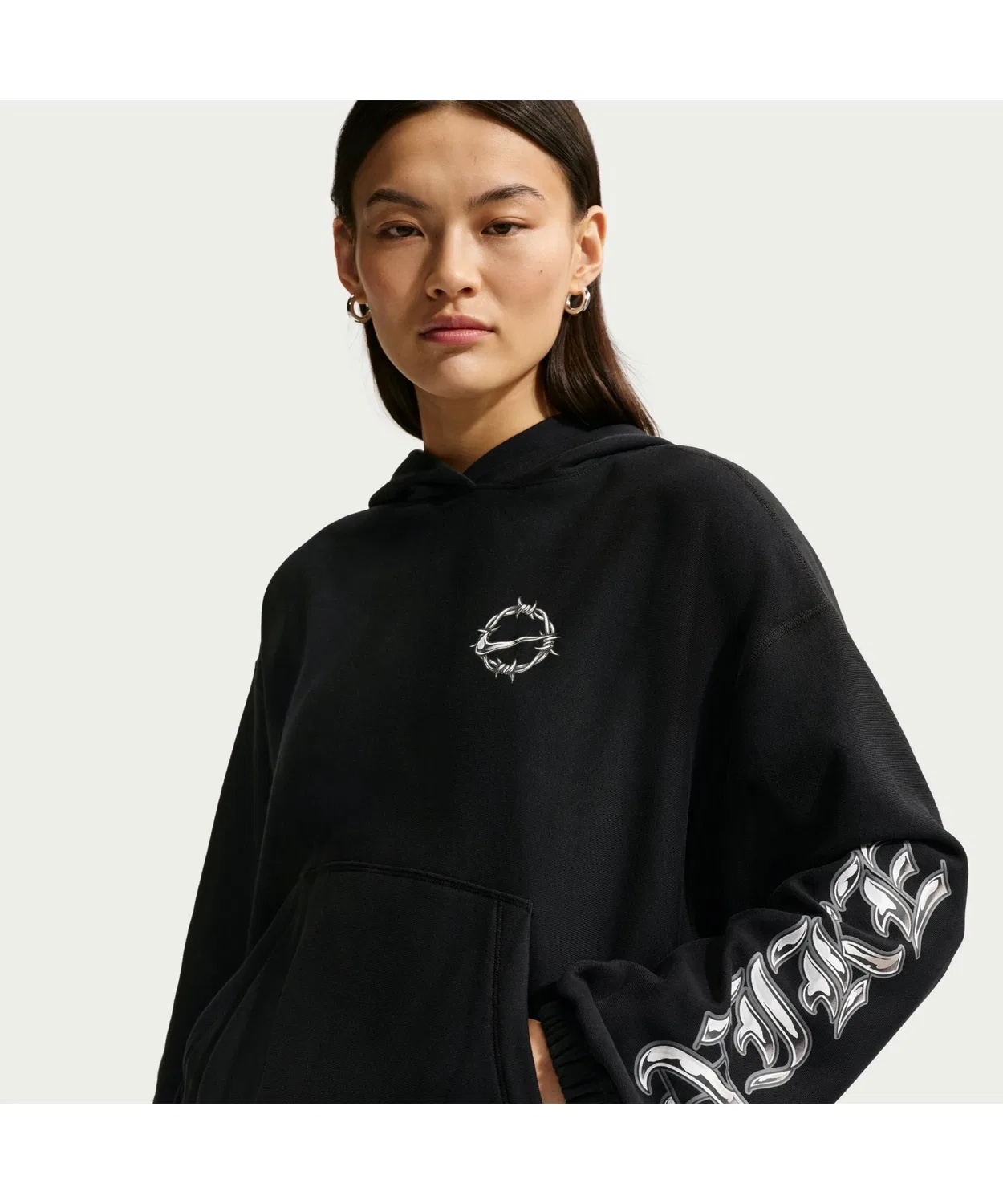 Толстовка Nike с принтом, флисовая, чёрная