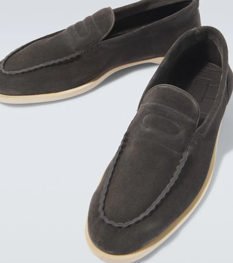 Замшевые лоферы Pace John Lobb, серый — фото 3