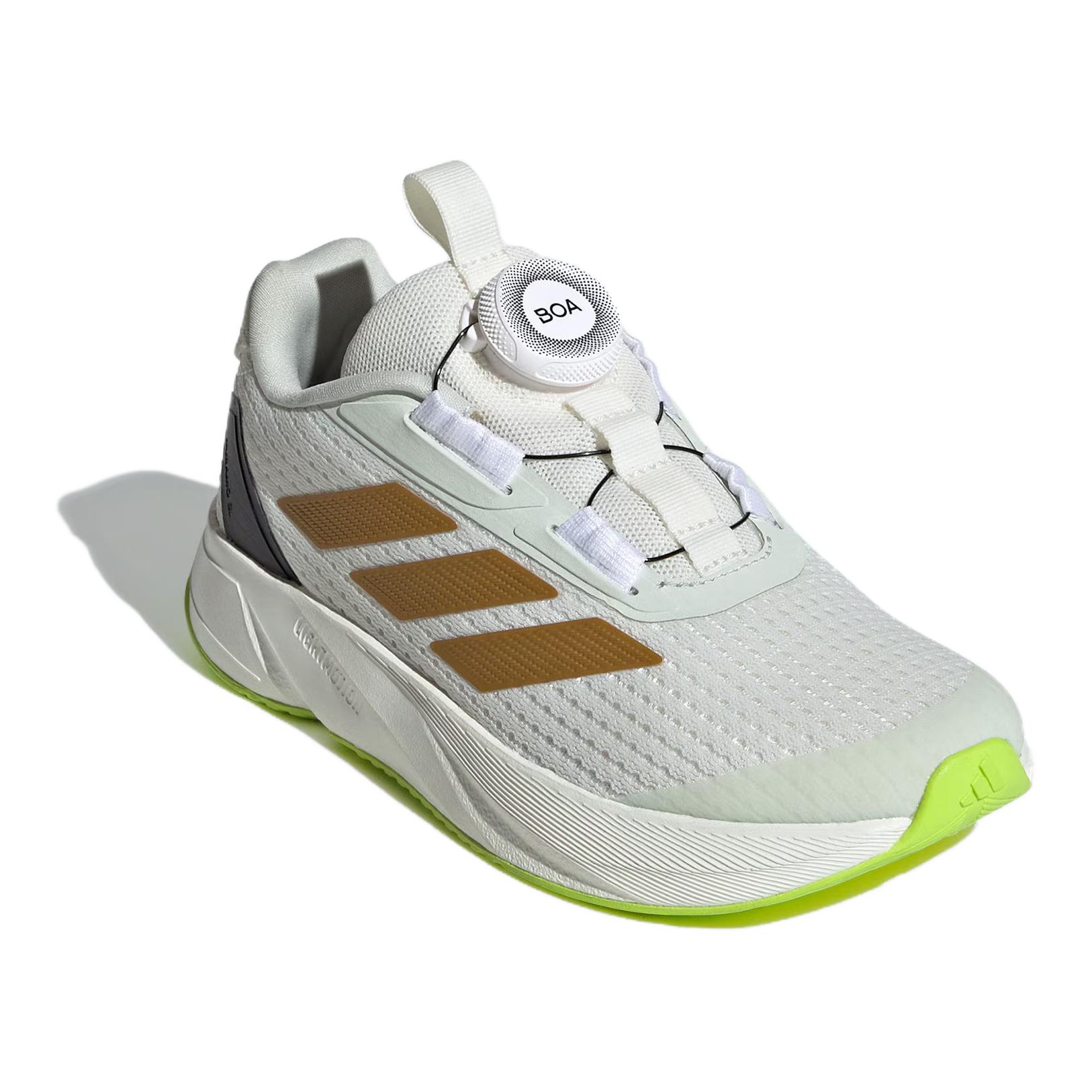 Детские беговые кроссовки Adidas DURAMO SL устойчивые к истиранию дышащие низкие Jade White/Bronze Strata/Linen Green — фото 4