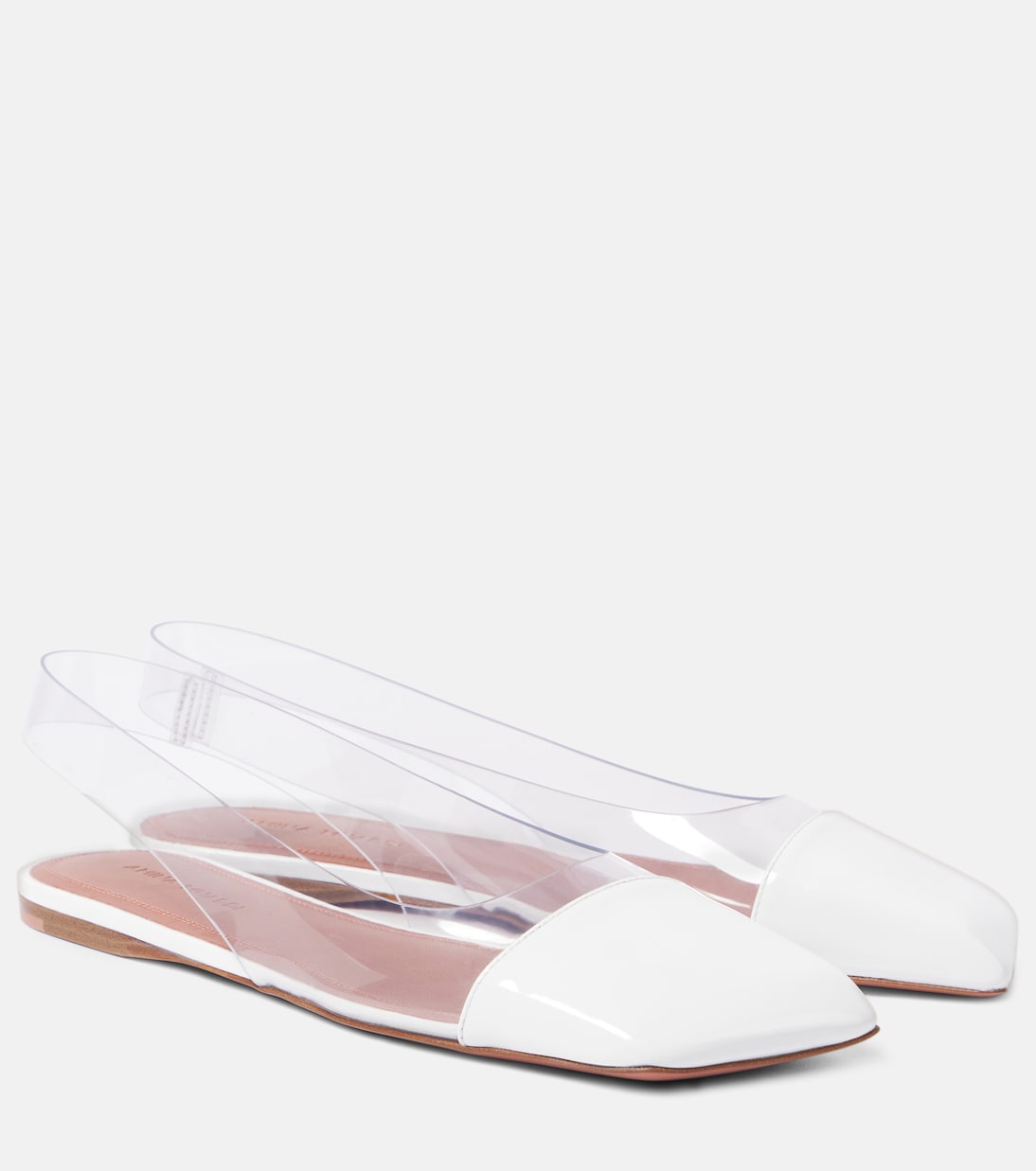 Туфли-лодочки из ПВХ Ane Glass Amina Muaddi, Transparent Pvc & White Patent