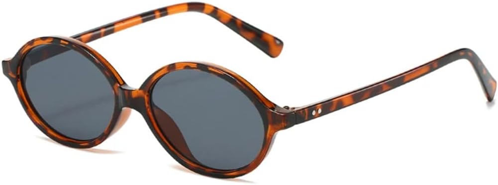 

Модные маленькие овальные солнцезащитные очки для женщин в стиле ретро-панк с заклепками, мужские солнцезащитные очки с защитой от УФ-излучения UV400 UATXTAU, Leopard Grey