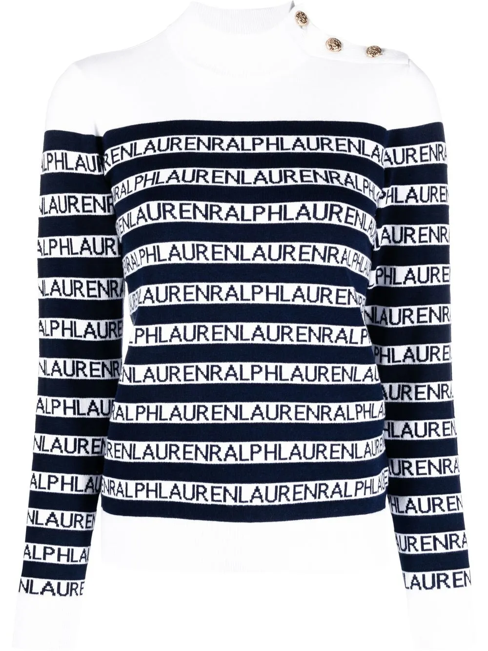 

Джемпер в полоску с высоким воротником Lauren Ralph Lauren, белый