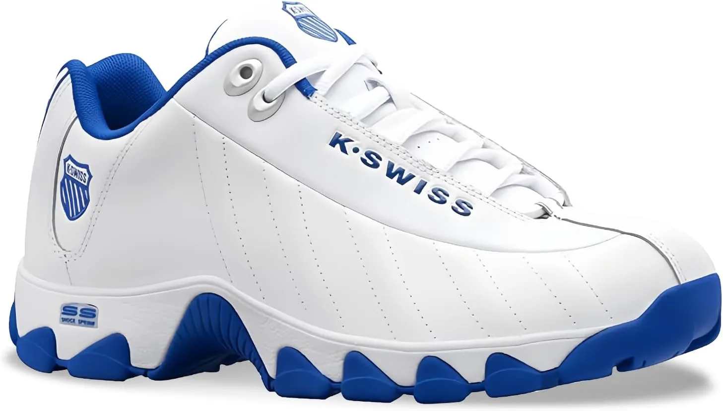 Мужские кроссовки K-Swiss ST329 CMF, широкие теннисные кроссовки для мужчин, прогулочная обувь с кожаным верхом, белый/синий — фото 3