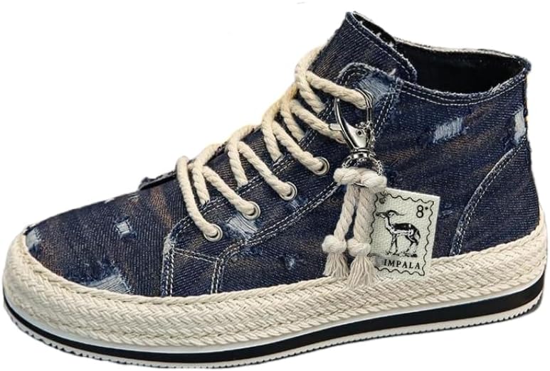 

Мужские модные тканевые кеды - высокие кроссовки на шнуровке - резиновая подошва - подходят для повседневного использования круглый год Hoalox, синий