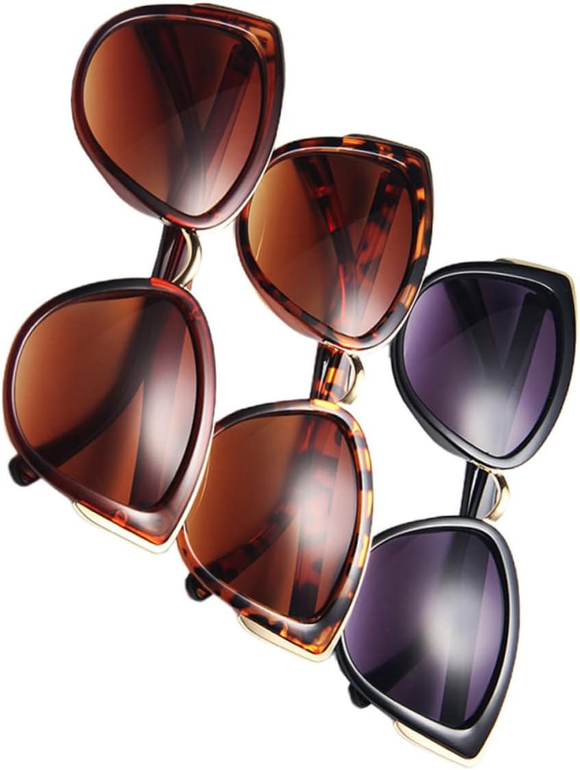 

3 стильных ретро-солнцезащитных очков «кошачий глаз» для женщин, оправа с леопардовым и чайным принтом, солнцезащитные очки для пляжа, модные декоративные очки для повседневной носки Holibanna, Assorted Color