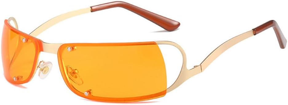 

Женские солнцезащитные очки в стиле панк без оправы, ретро-стимпанк, цельные солнцезащитные очки с защитой от УФ-излучения UV400, модные очки для женщин TYUVIVO, C5gold-orange