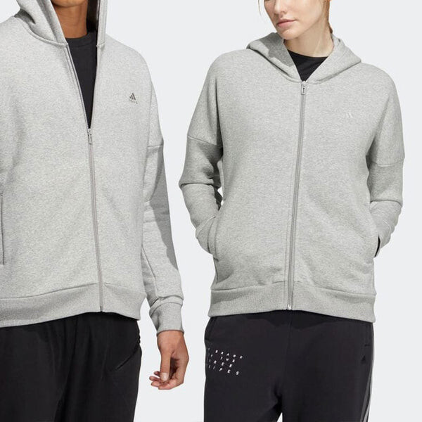 Толстовка adidas Solid Color Minimalistic Alphabet Printing Zipper Cardigan Jacket Gray, серый — фото 3