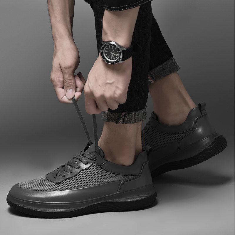 BAGE Мужские повседневные кроссовки низкие серые сетчатые, цвет Gray Mesh — фото 2