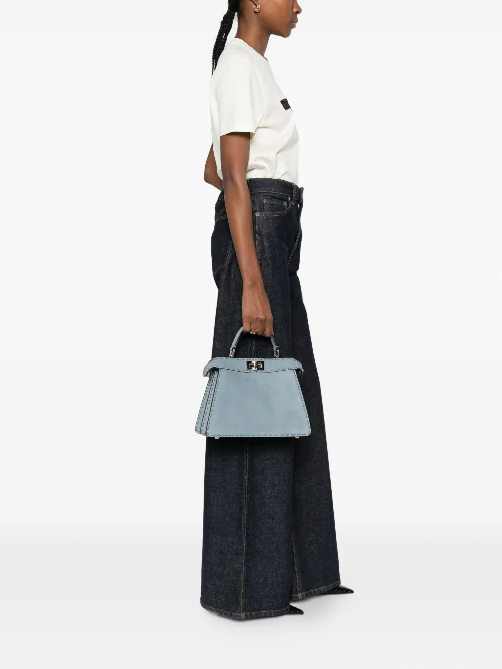 Маленькая сумка-тоут Peekaboo ISeeU Fendi, синий — фото 2