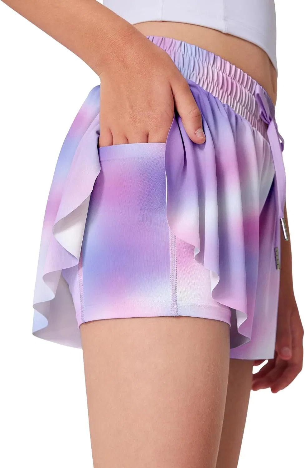 Детские шорты для бега и тенниса LaBeca, двойной слой с карманами, Aurora Purple
