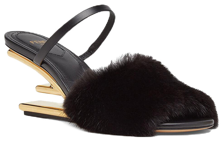 Первые шлепанцы женские черные Fendi — фото 3