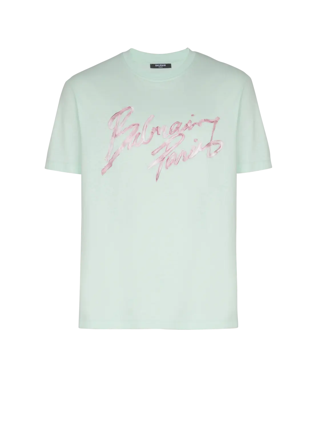 

Футболка из хлопка с принтом Balmain, розовый/зеленый