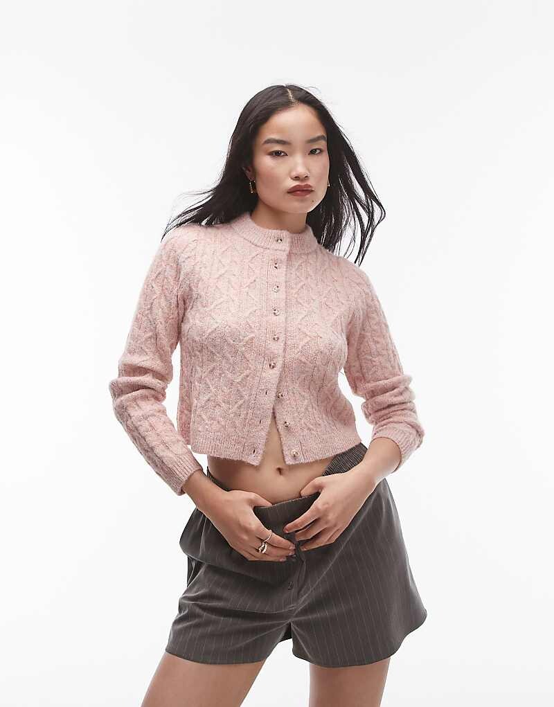 

Светло-розовый кардиган тонкой вязки Topshop