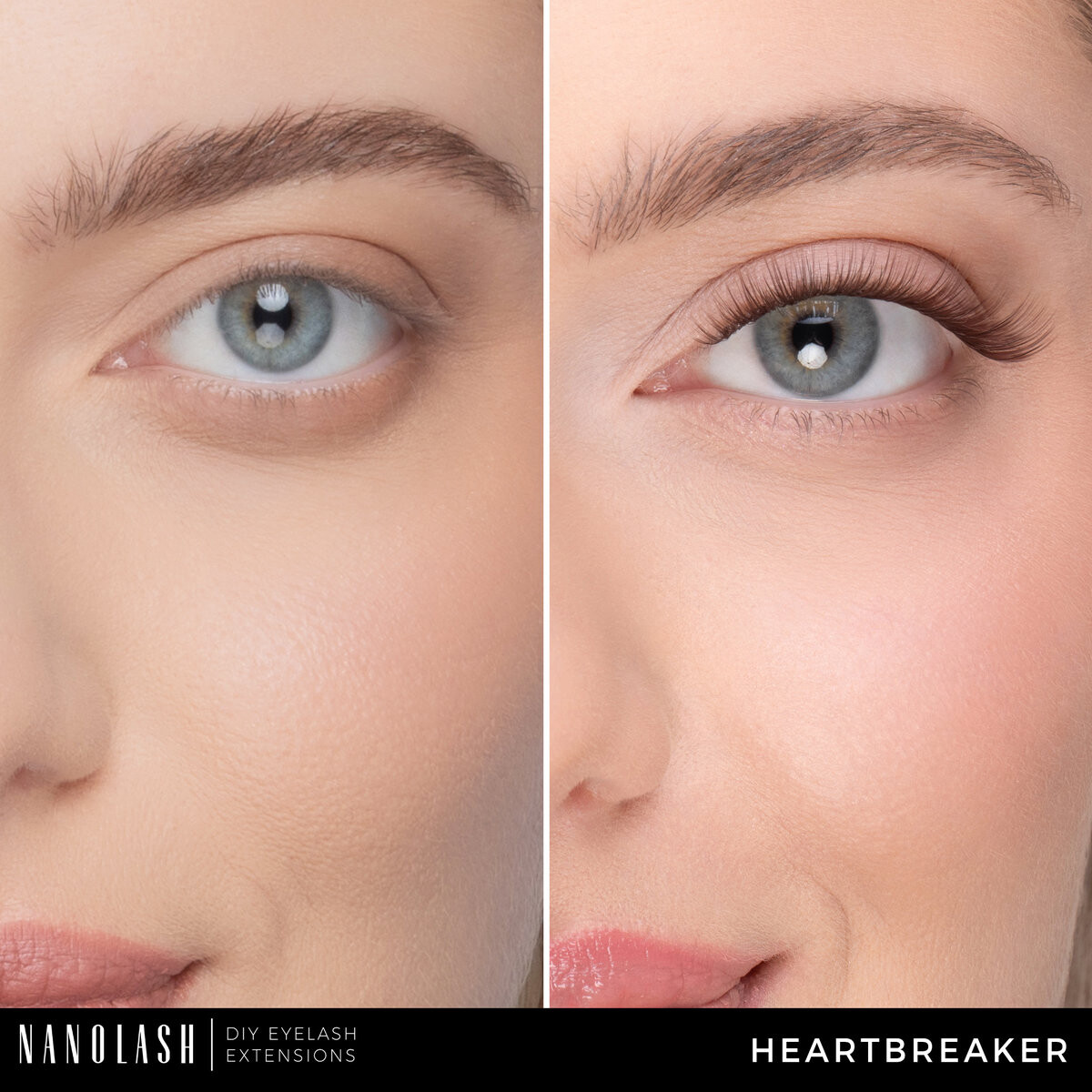 Коричневые склеиваемые ресницы HEARTBREAKER Nanolash набор - ресницы своими руками, 36 пучков — фото 2