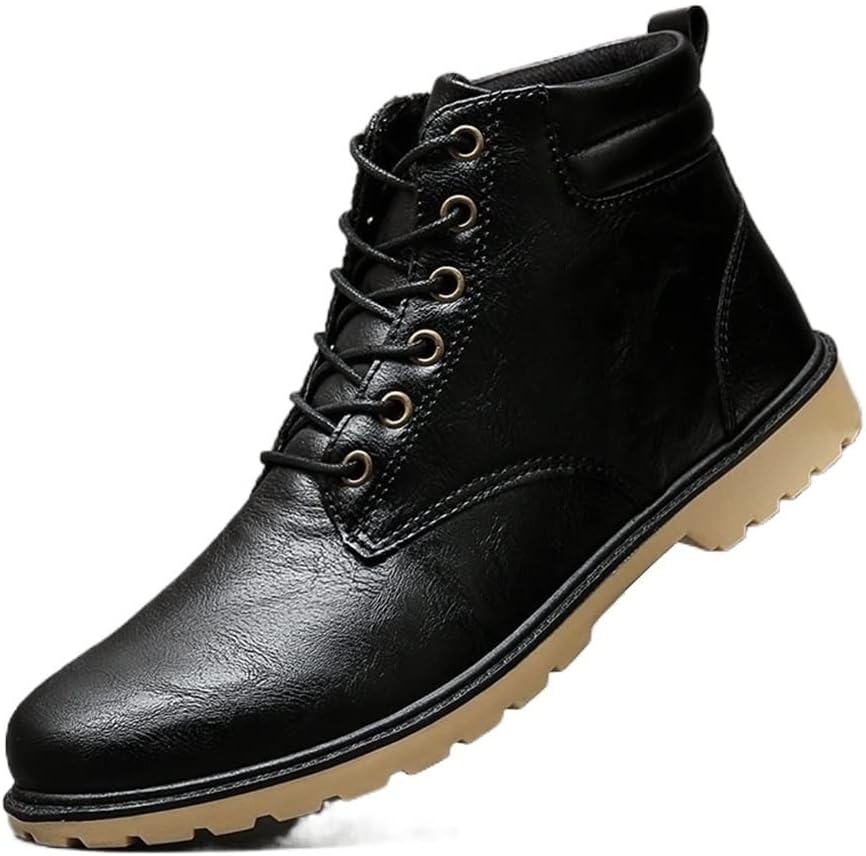 

Мужские ботинки с круглым носком на шнуровке, дерби с двухцветным верхом, удобный массивный каблук, винтажный повседневный стиль Xjsdjhount, черный