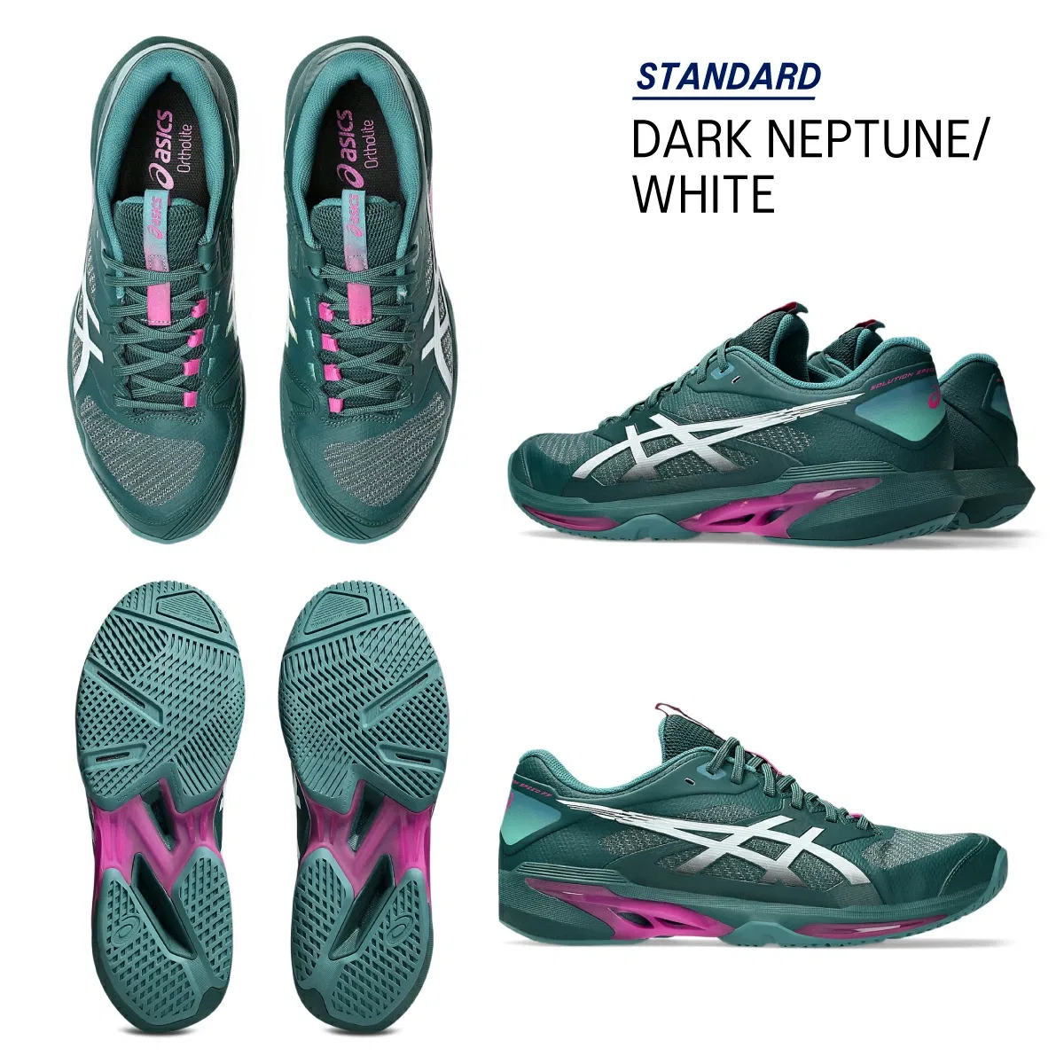 Мужские теннисные кроссовки для всех типов покрытий «Solution Speed FF 4» от ASICS, Dark Neptune/White — фото 4
