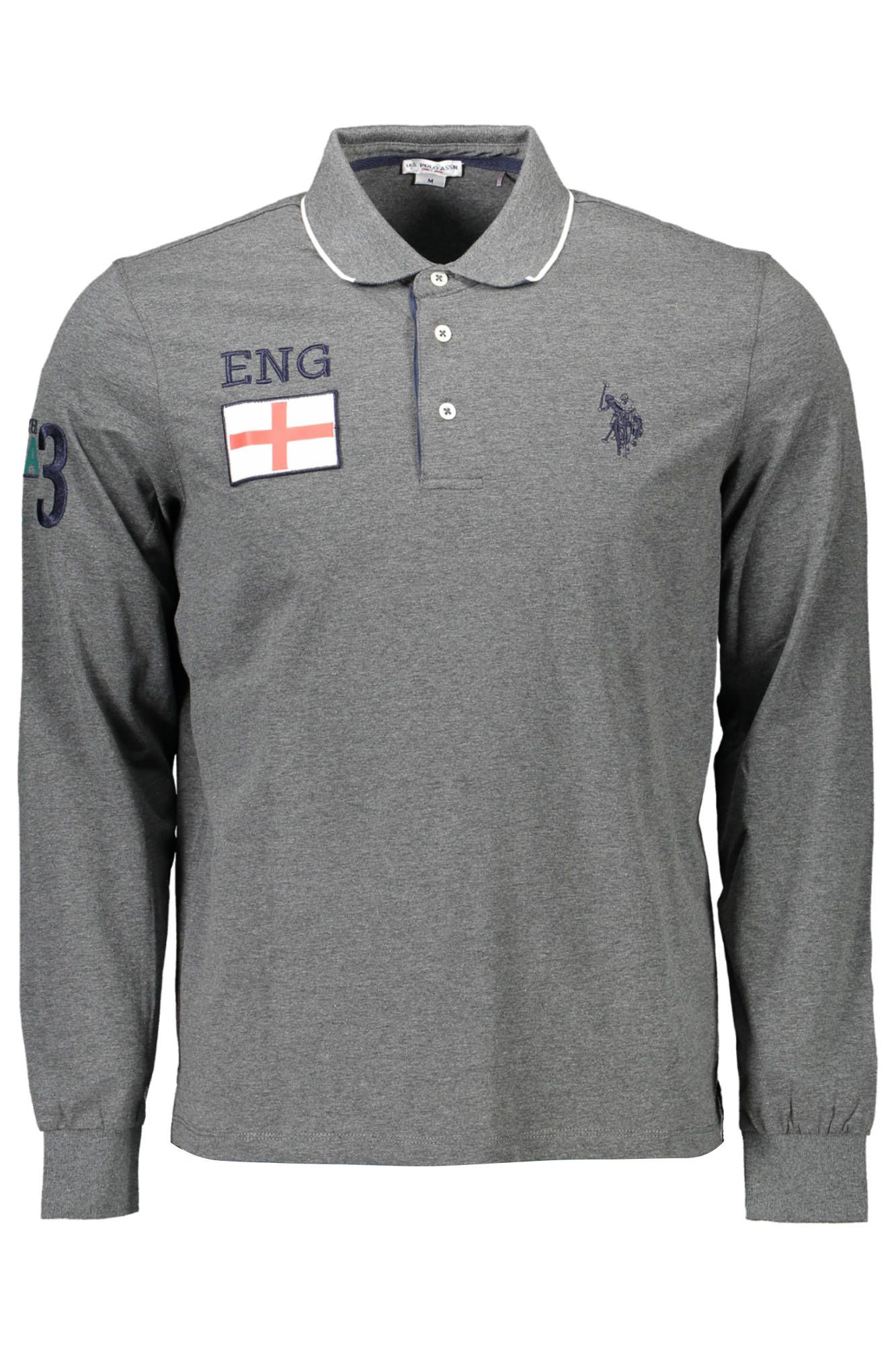 

Серая хлопковая мужская рубашка поло U.S. Polo Assn.