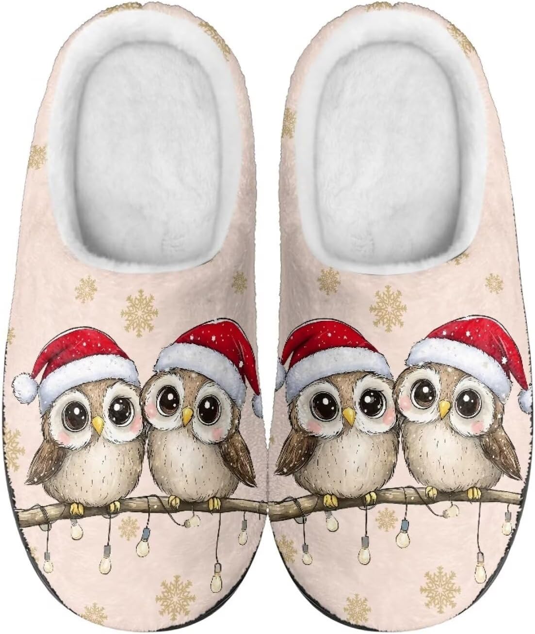 

Мужские и женские плюшевые тапочки, фланелевые теплые мягкие уютные тапочки, домашняя обувь для спальни/улицы, размеры 3-15 Zcfygdx, Christmas Hat Cute Owl Print
