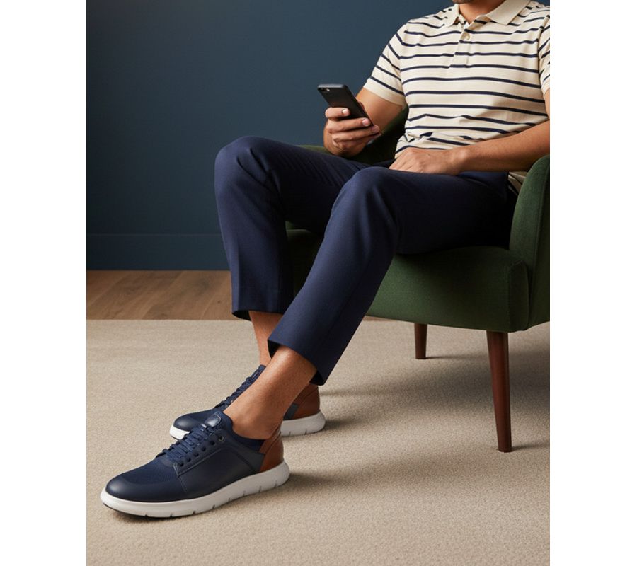 Мужские легкие кроссовки Newbury St Hands-Free Slip On Technology Marc Joseph New York, Navy napa leather — фото 3