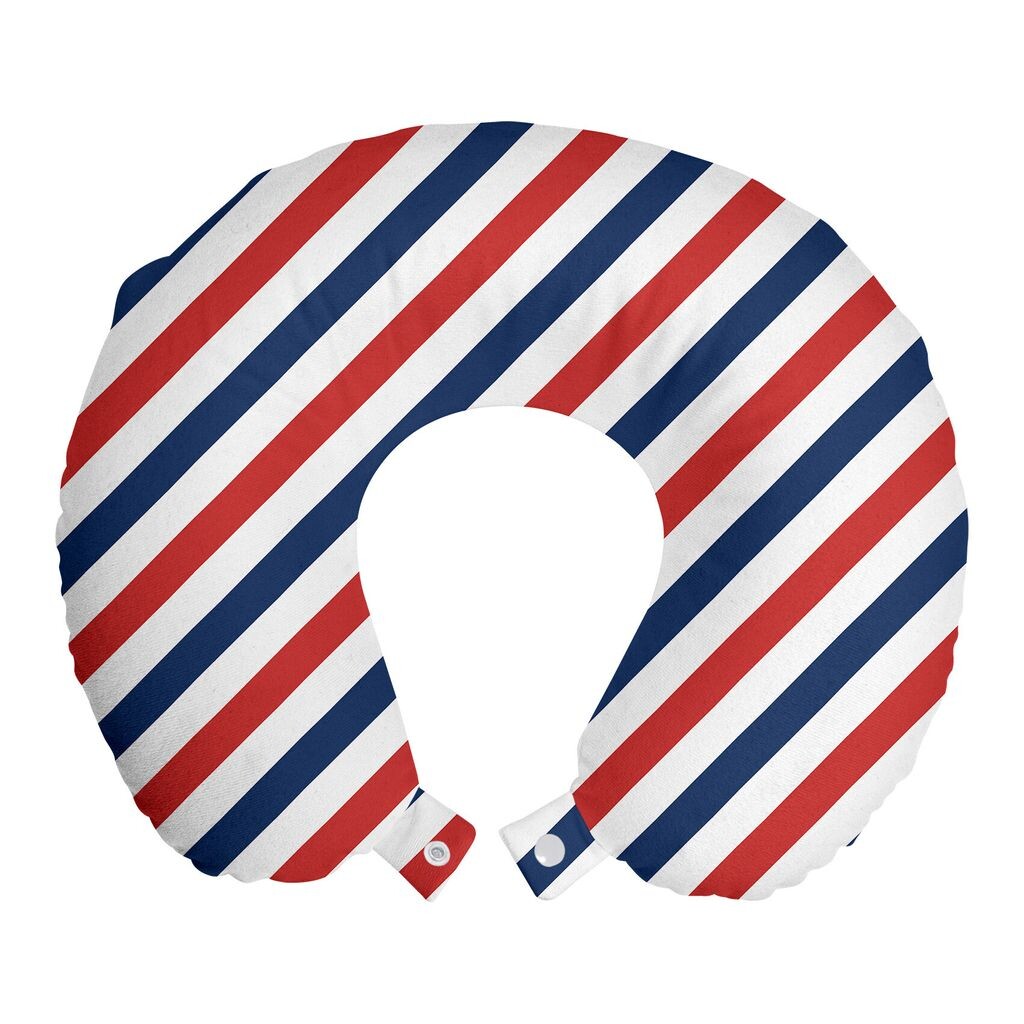 

ABAKUHAUS Harbour Stripe Дорожная подушка для шеи, диагональная ретро, ​​пенопластовые дорожные принадлежности для самолета и автомобиля, 30x30 см, синий, красный, белый