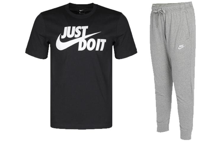 

Мужская повседневная спортивная одежда Nike, цвет Black top + gray trousers