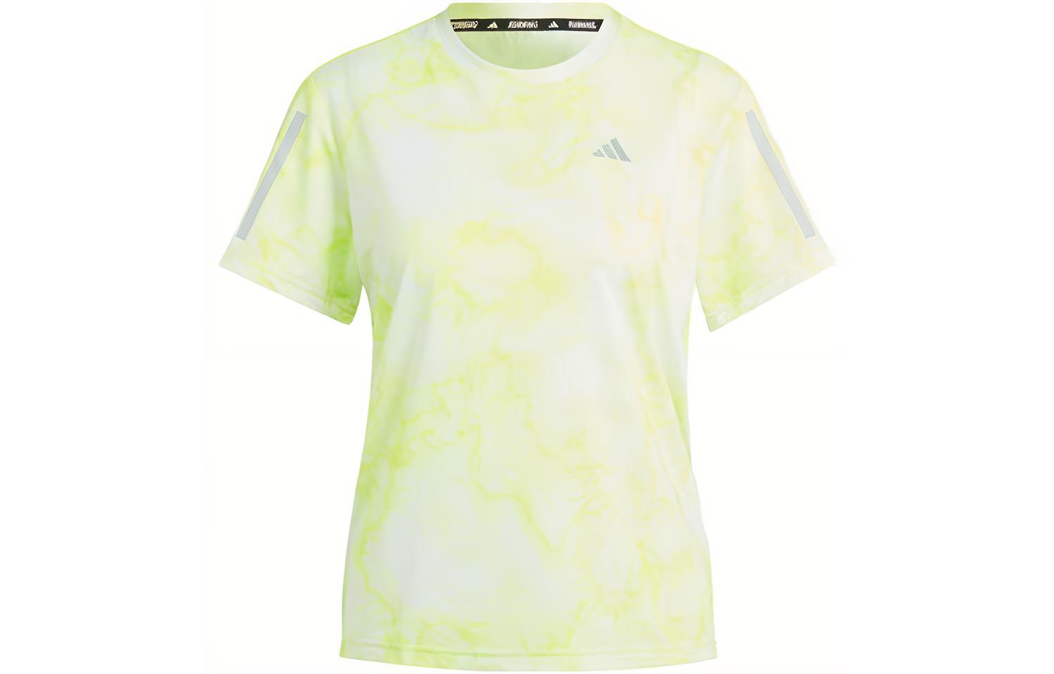 

Adidas Футболка для бега с принтом Allover для женщин Bright Lemon