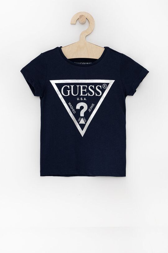

Детская хлопковая футболка Guess, темно-синий