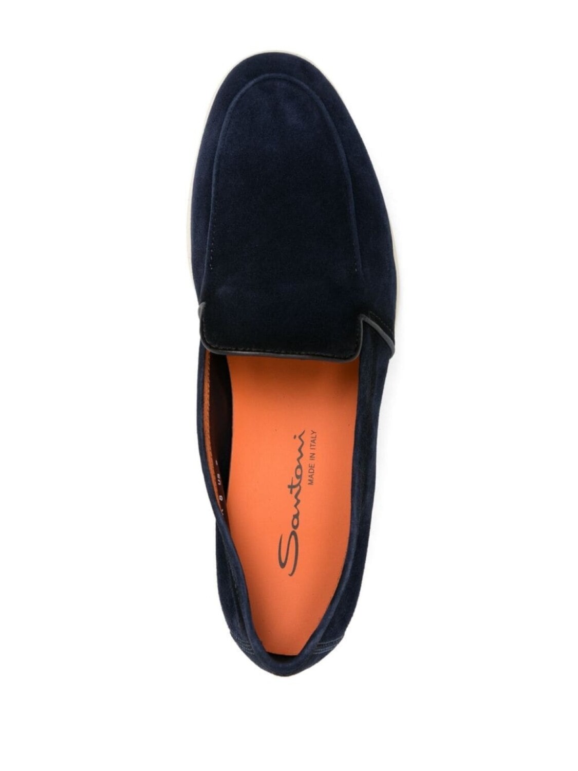 Замшевая отделка трубочкой Лоферы Santoni, синий — фото 3