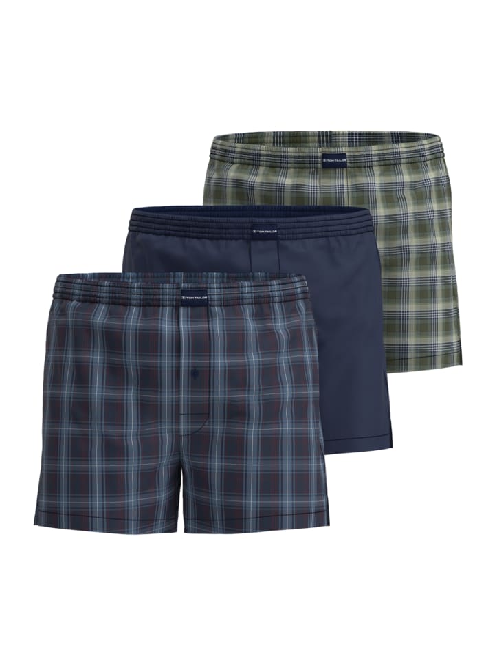 

Tom Tailor Комплект из 3 боксерских шорт Webboxershorts Nuremberg в сине-темную клетку