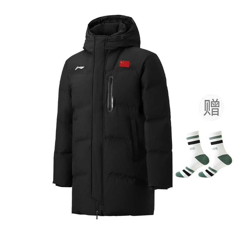 

Унисекс черная куртка пуховик для бадминтона LINING, черный