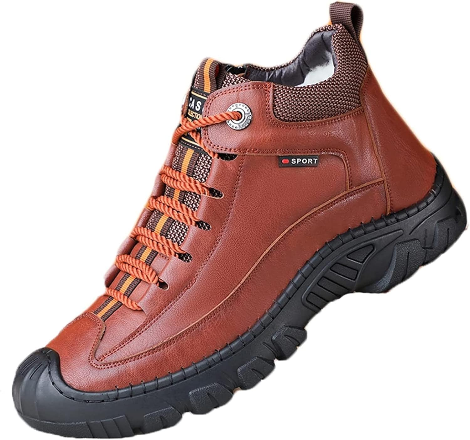 

Мужские зимние ботинки Yiozoi, утепленные плюшем, короткие кожаные ботинки для улицы, повседневная носка, удобные высокие шнурованные ботинки, коричневый