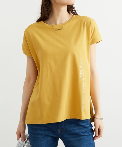 

Футболка свободного кроя с вертикальным логотипом и блестящим принтом BELLUNA PLUS, желтый