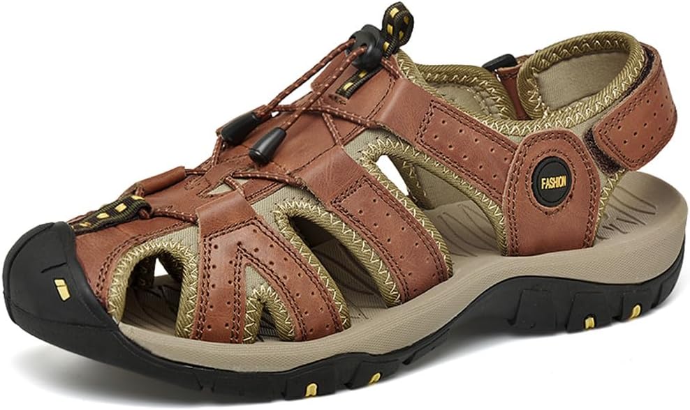 

Мужские открытые сандалии для пеших прогулок LEADER, закрытый носок, повседневные спортивные сандалии для трекинга, водные и пляжные туфли Leader Show, коричневый