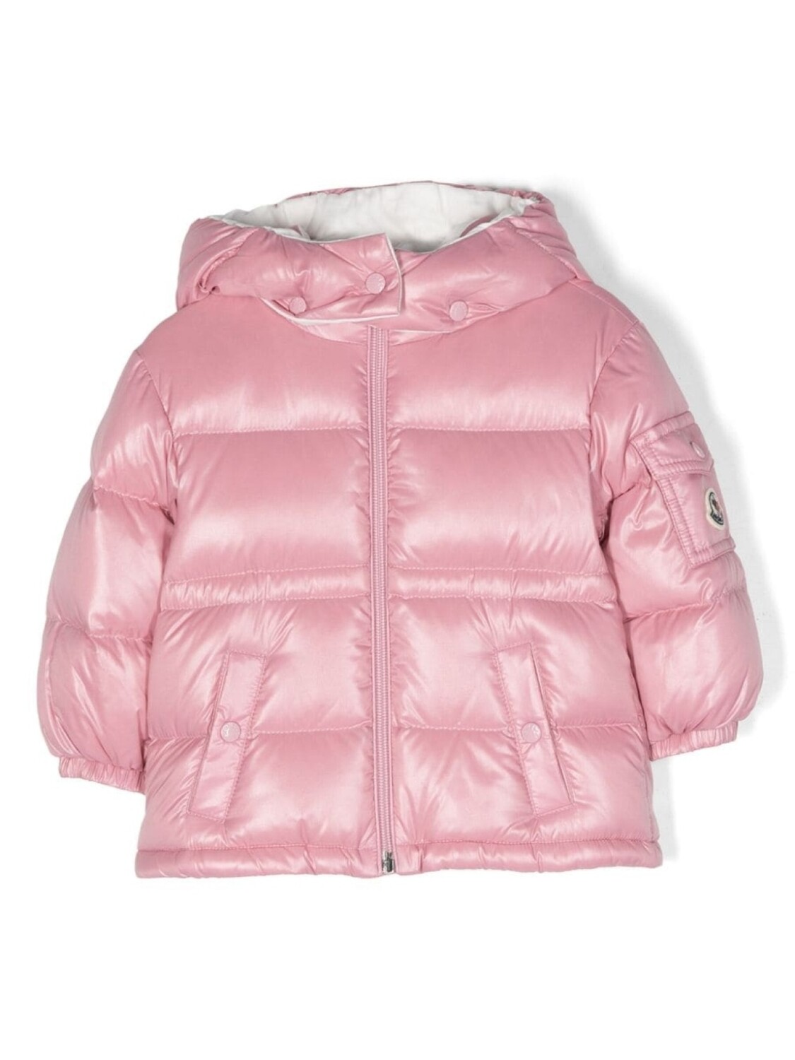 

Moncler Enfant пуховик с нашивкой-логотипом, розовый