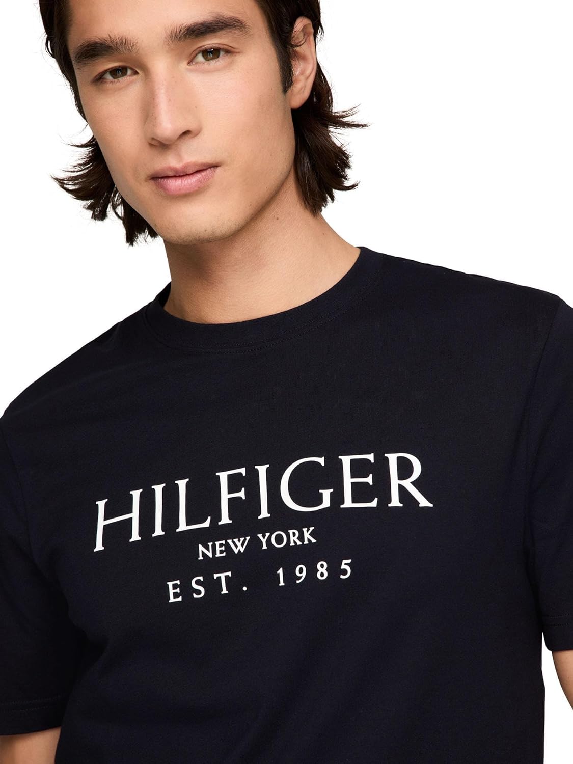 Мужские хлопковые футболки Tommy Hilfiger с коротким рукавом и логотипом, также доступны в размерах для больших и высоких размеров, Desert Sky — фото 2