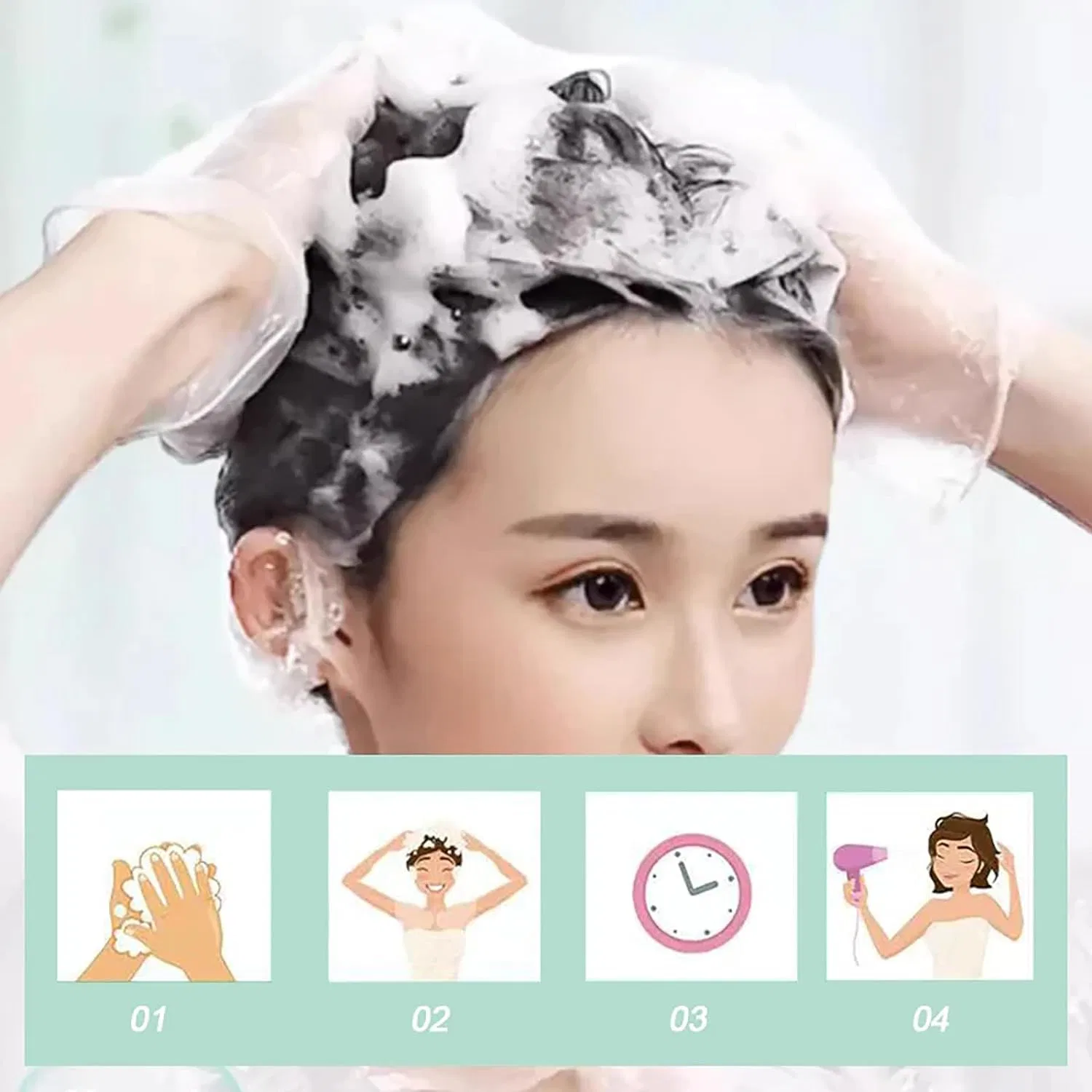 Растительный шампунь-краска для волос «Plant Bubble Hair Dye Shampoo» Fafour, Black/Brown — фото 4