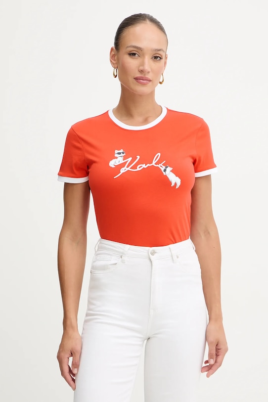

Хлопковая футболка IKON Karl Lagerfeld, оранжевый